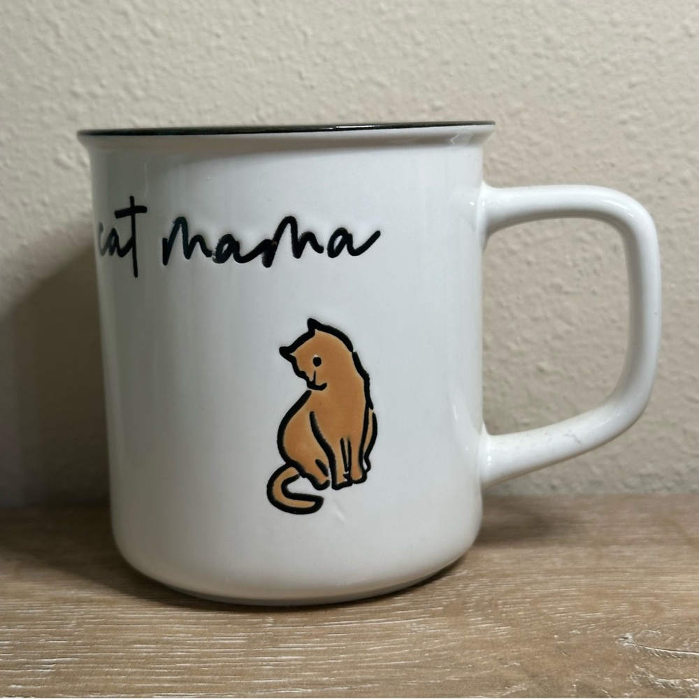 Clay Art Cute Coffee Mug Camper Cat Mama 12 Oz White And Black